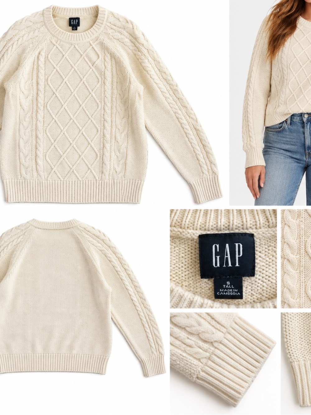 GAP Cream Cable-Knit Crewneck Sweater